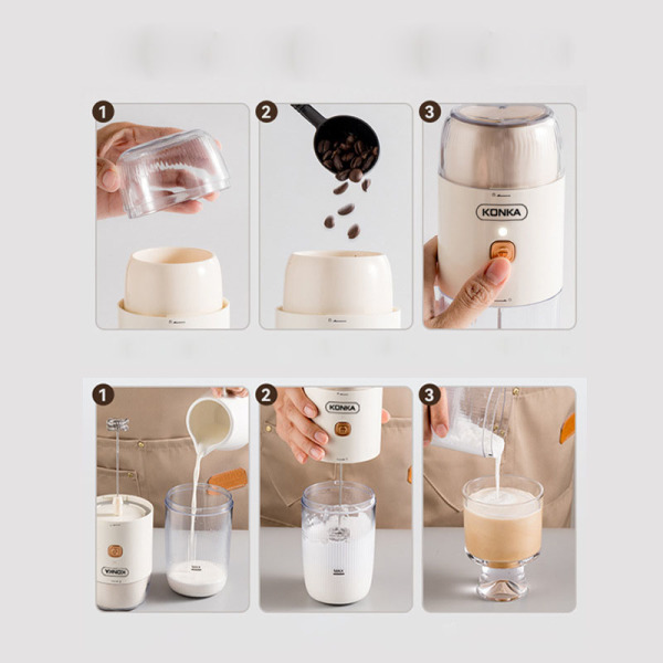 Electric Bean Grinder Portable Coffee Milk Frother